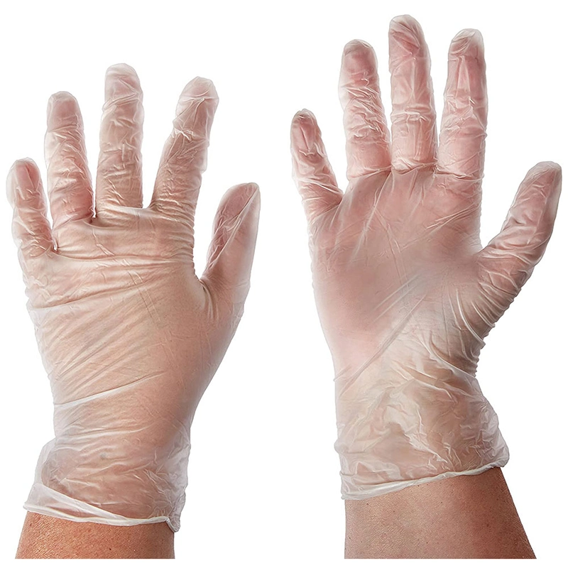 100PCS Box Pack Powder Free Transparent Clear Color 9" Disposable Exam PVC Vinyl Gloves