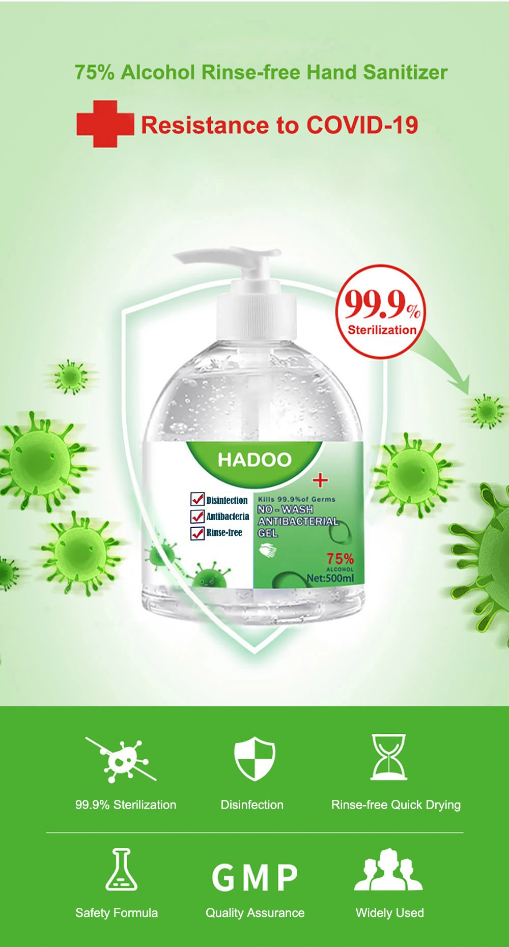 5000ml 75% Alcohol Germicidal Instant Hand Sanitizer with Ce Certification