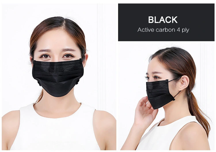 Low Price Disposable 3 Ply Ear Loop Non Woven PP Meltblown Black Face Mask for Civil Use